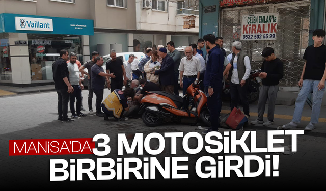 Manisa'da 3 motosiklet kafa kaya çarpıştı! 2 yaralı