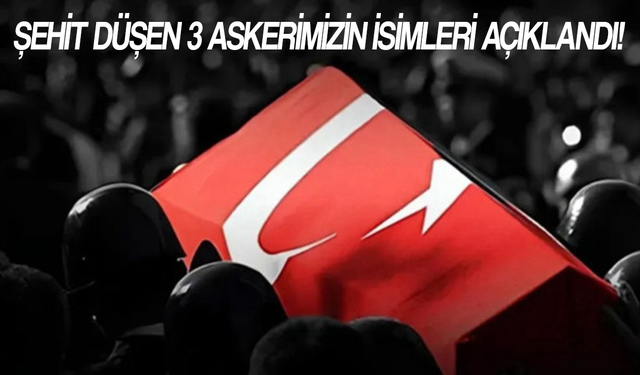 Şehit düşen 3 askerimizin isimleri açıklandı!