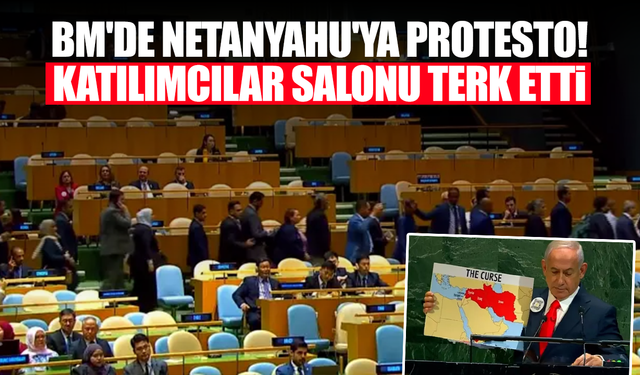 BM'de Netanyahu'ya protesto! Katılımcılar salonu terk etti
