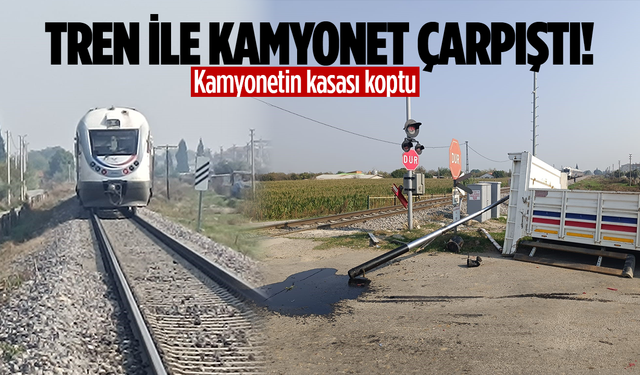 Turgutlu’da hemzemin geçitte kaza: Kamyonetin kasası koptu