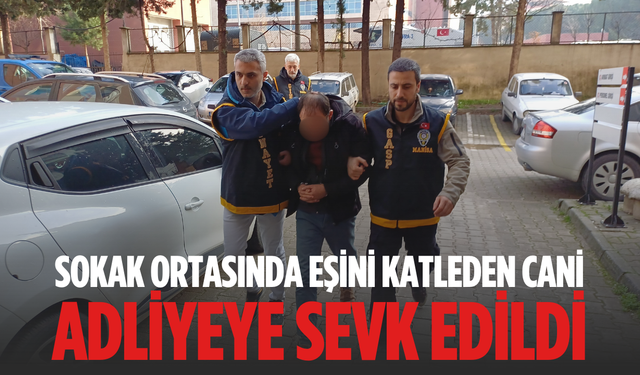 Eşini sokak ortasında katleden cani adliyeye sevk edildi