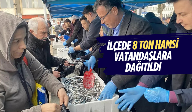 İlçede 8 ton hamsi vatandaşlara dağıtıldı