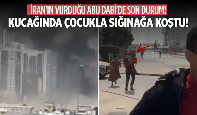 Kucağında çocukla sığınağa koştu!