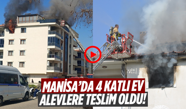 Salihli'de 4 katlı bina alevlere teslim oldu