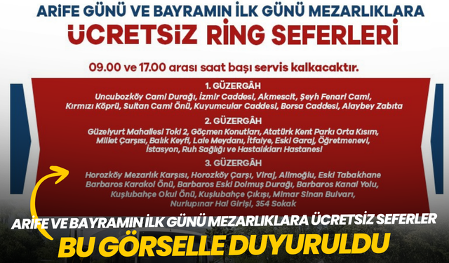 Mezarlıklara ücretsiz otobüs seferleri düzenlenecek