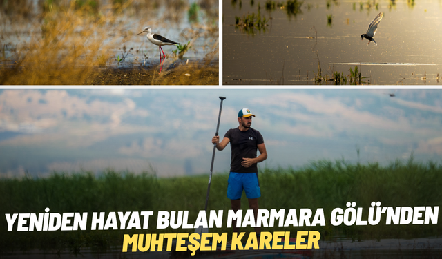 Yeniden hayat bulan Marmara Gölü su sporcularının ilgi odağı oldu