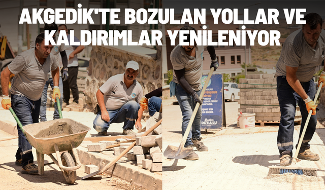 Akgedik'te bozulan yollar ve kaldırımlar yenileniyor