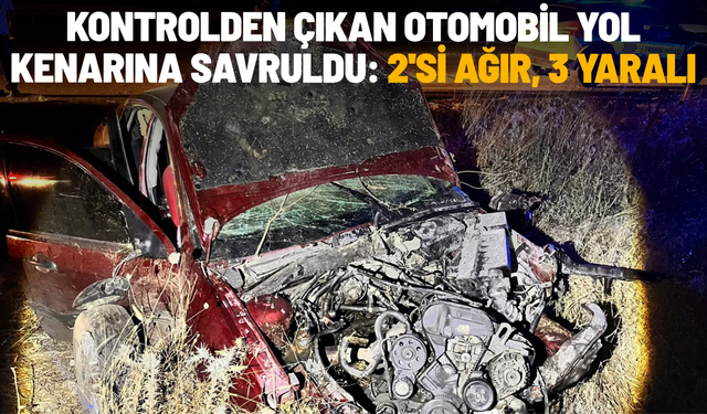 Kontrolden çıkan otomobil yol kenarına savruldu: 2'si ağır, 3 yaralı