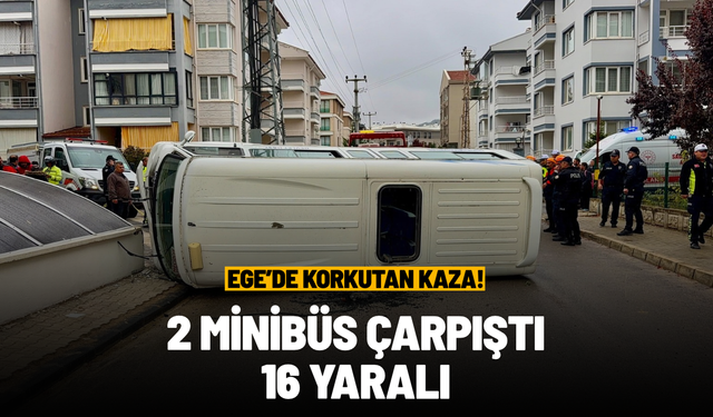 Minibüslerin çarpıştığı kazada 16 kişi yaralandı