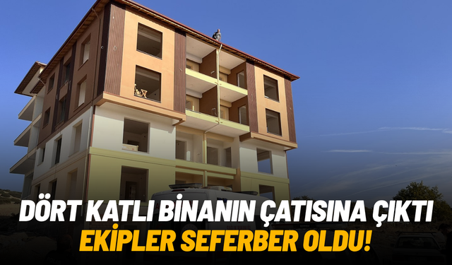 Dört katlı inşaatın çatısına çıktı, ekipler seferber oldu
