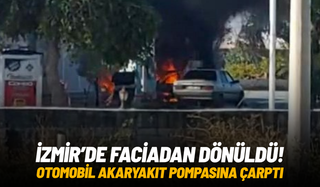 Otomobil akaryakıt pompasına çarptı: Faciadan dönüldü