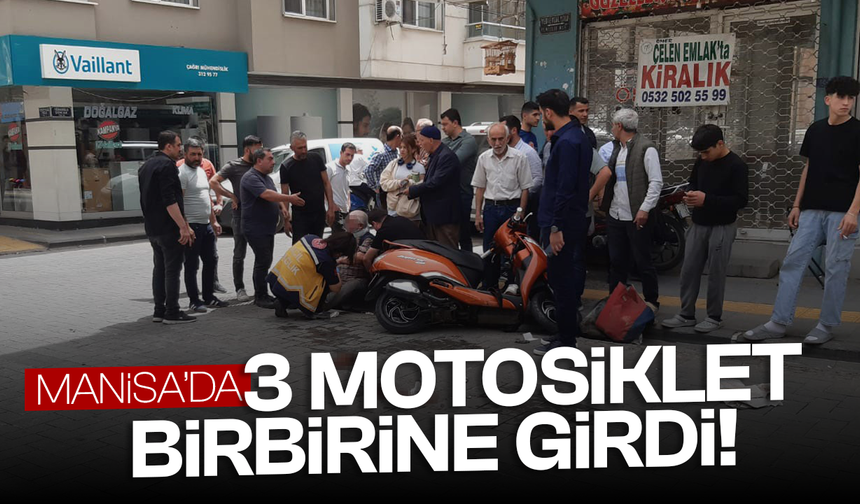 Manisa'da 3 motosiklet kafa kaya çarpıştı! 2 yaralı