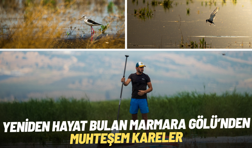 Yeniden hayat bulan Marmara Gölü su sporcularının ilgi odağı oldu