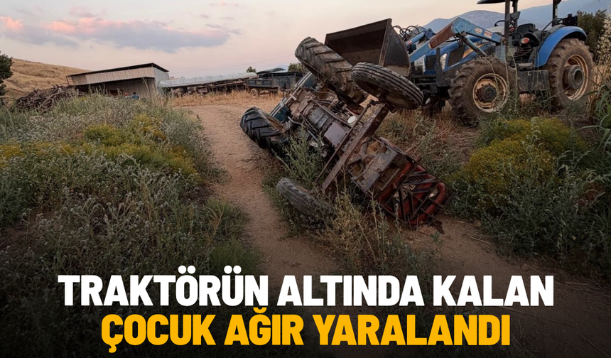 Tümseğe çarpan traktör devrildi, 16 yaşındaki çocuk ağır yaralandı