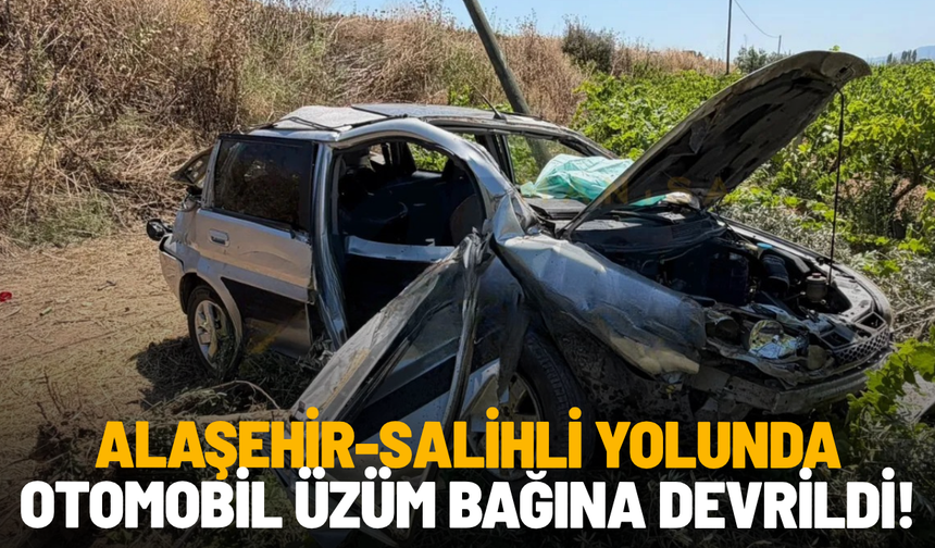 Alaşehir-Salihli yolunda otomobil üzüm bağına devrildi: 3 yaralı