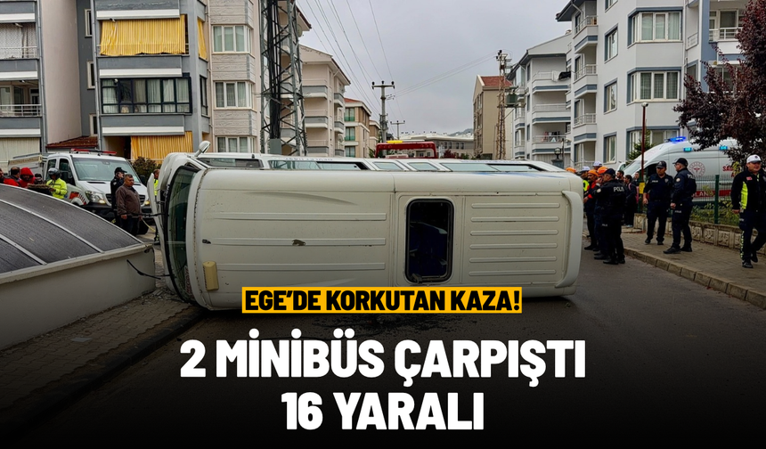 Minibüslerin çarpıştığı kazada 16 kişi yaralandı