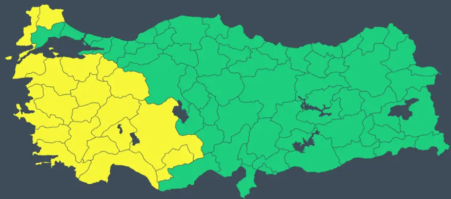 20 Şehir Için Sarı Kodlu Uyarı 991169
