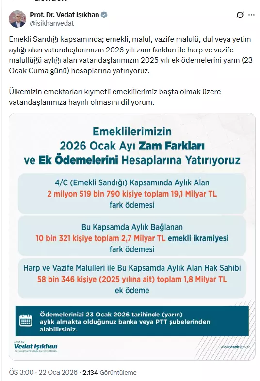 Emekli Zam Farklarinin Hesaplara Yatirilacagi 19491774 7013 M
