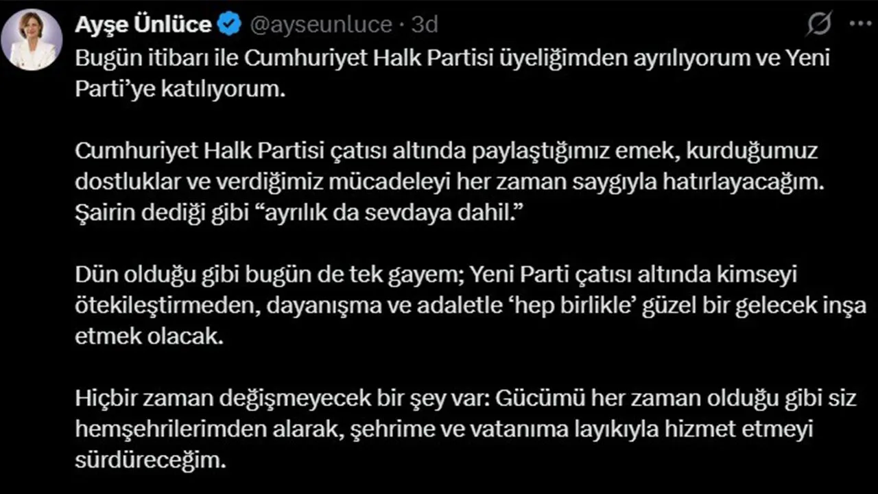 Ayse Unluce Yeni Partiye Katildigini Acikladi 1